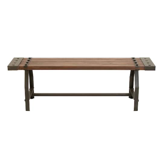 Brown Iron & Wood Industrial Bench